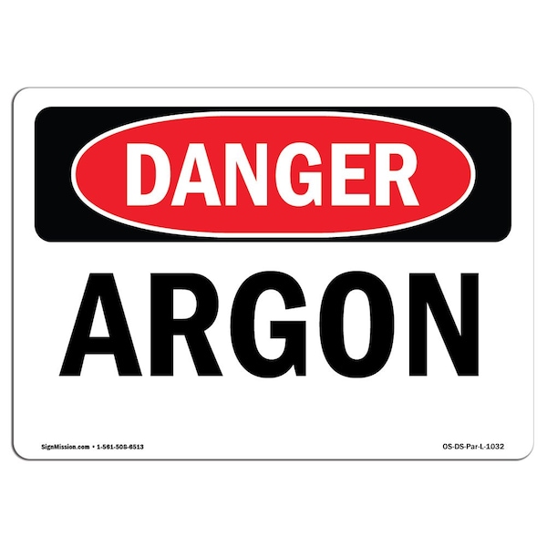 Safety Sign, OSHA Danger, 7" Height, 10" Width, Aluminum, Argon, Landscape